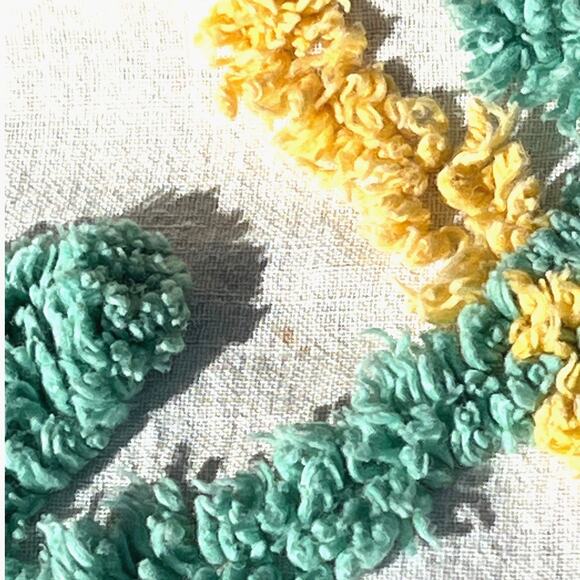 Vintage Chenille Bedspread Coverlet Twin 72x98 Floral Cottage Cutter Crafts - Picture 11 of 14